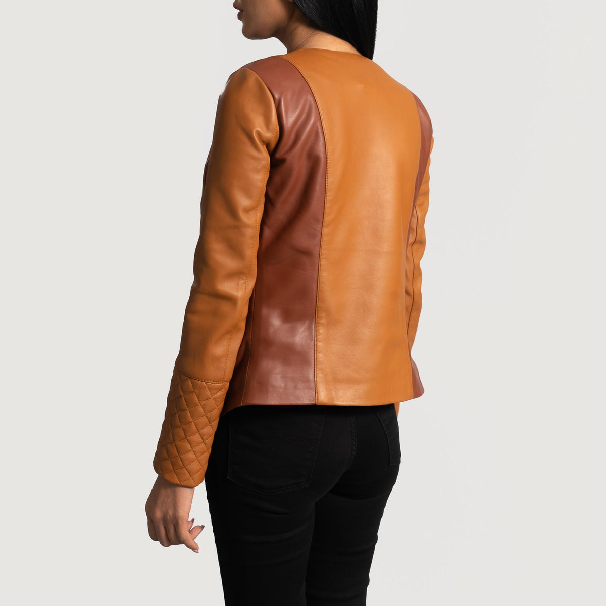 County Tan Brown Overlap Sheepskin Leather Jacket