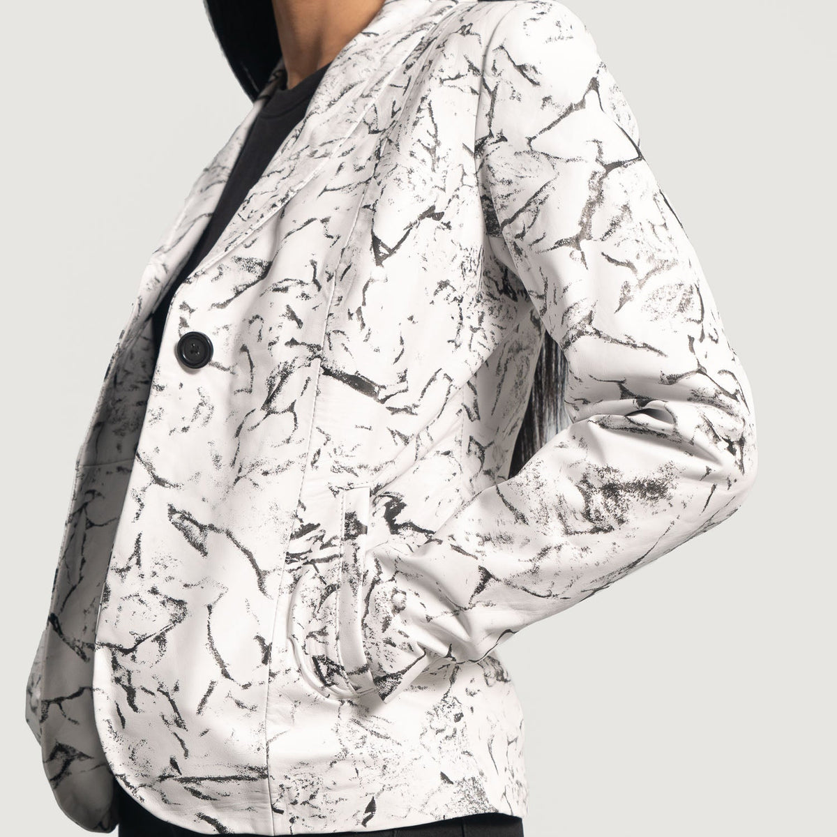 Donna Blake White Sheepskin Leather Blazer