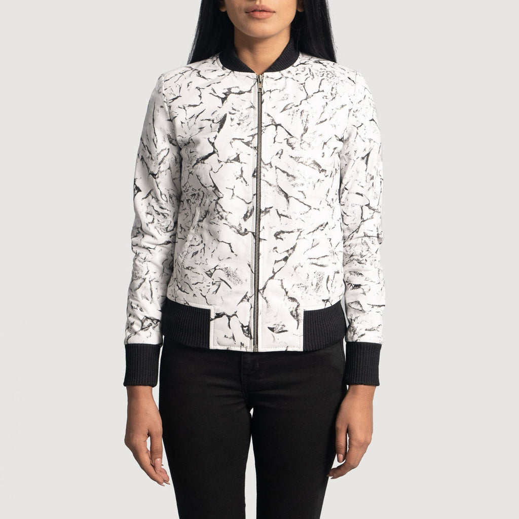Donna Blake White Sheepskin Bomber Jacket