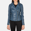 Flashback Blue Leather Moto Jacket