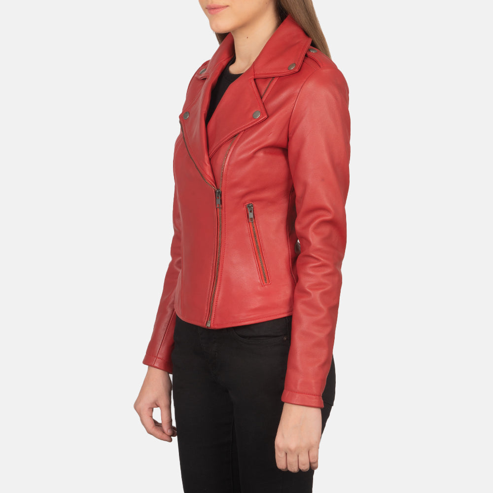 Flashback Red Leather Moto Jacket