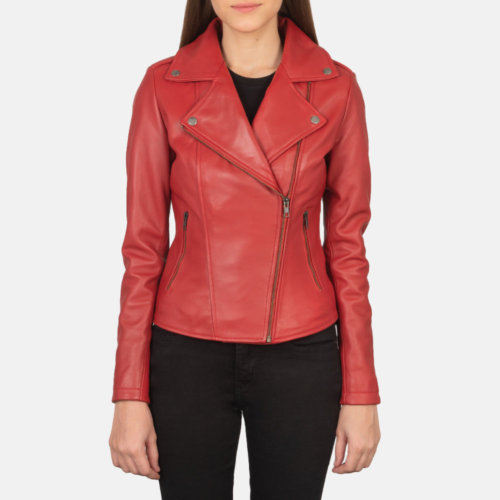 Flashback Red Leather Moto Jacket