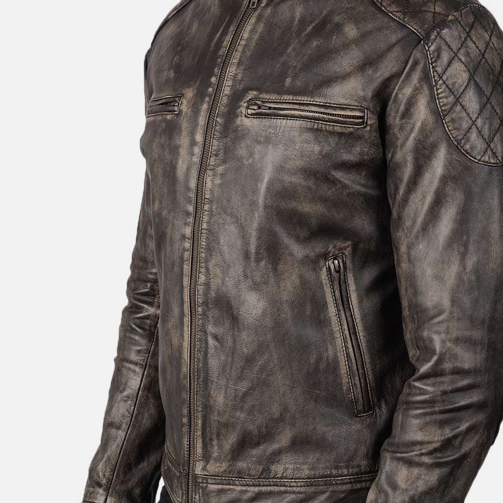 Gatsby Distressed Brown Goatskin Leather Jacket