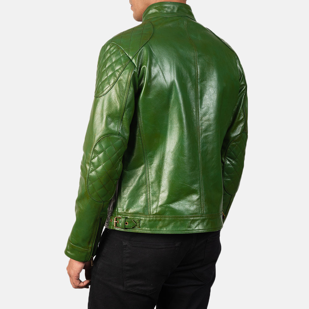 Gatsby Green Sheepskin Biker Jacket