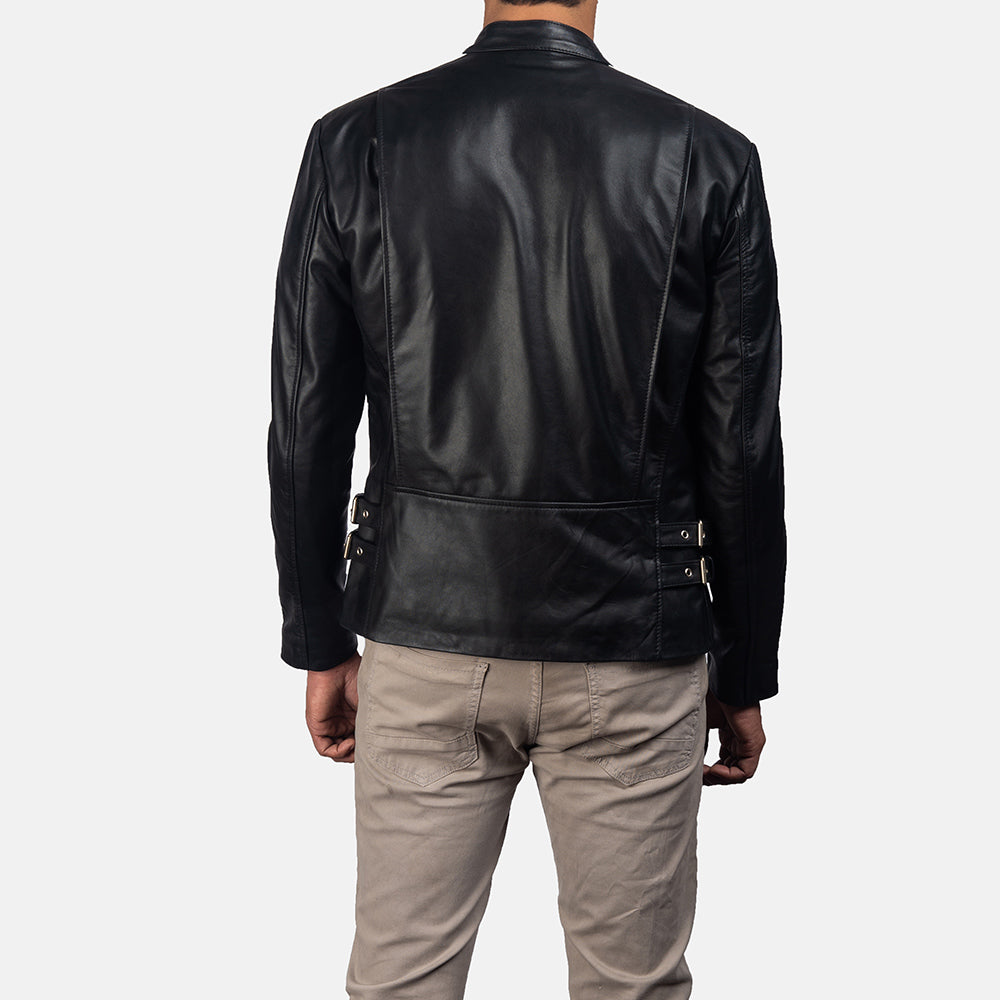 Hank Black & White Cowhide Moto Leather Jacket