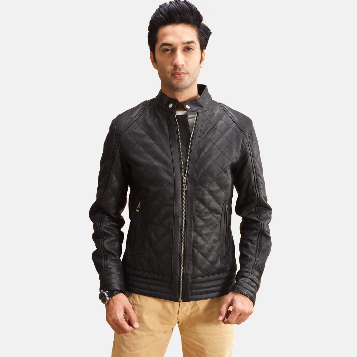 Henry Quilted Black Sheepskin Leather Jacket