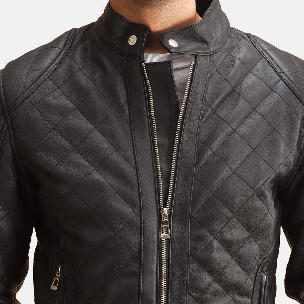 Henry Quilted Black Sheepskin Leather Jacket
