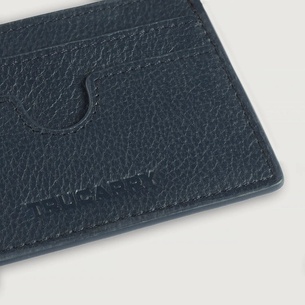Karl Blue Leather Card Holder