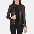 Kelsee Black Leather Moto Jacket