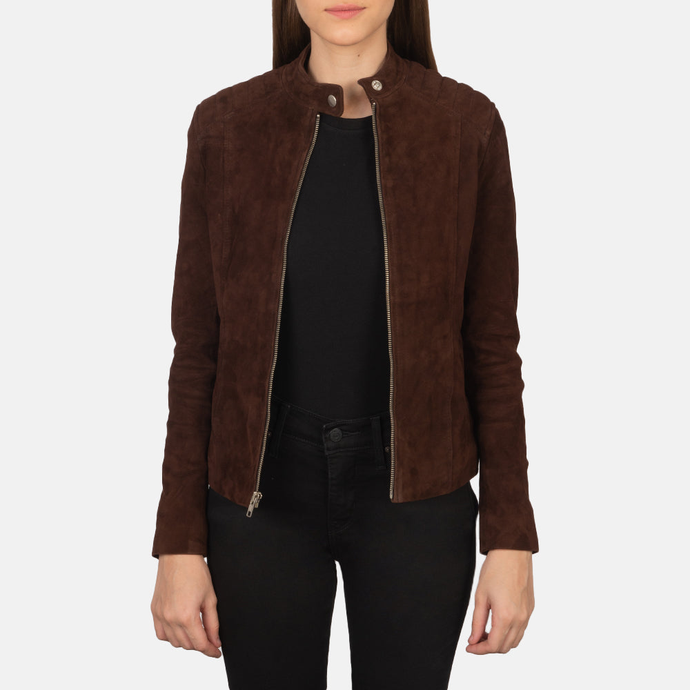 Kelsee Mocha Suede Moto Jacket