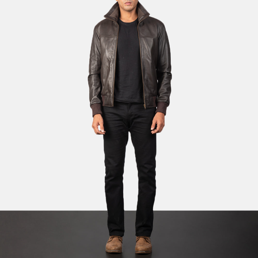 Air Rolf Dark Brown Sheepskin Bomber Jacket