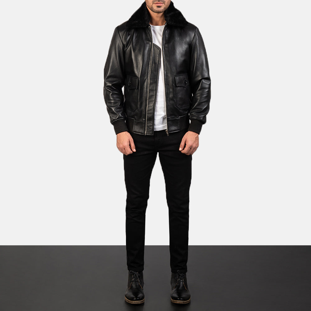 Airin G-1 Black Sheepskin Bomber Jacket