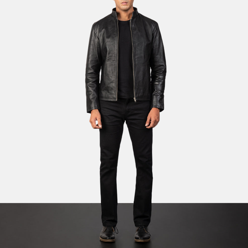 Alex Black Cowhide Leather Biker Jacket
