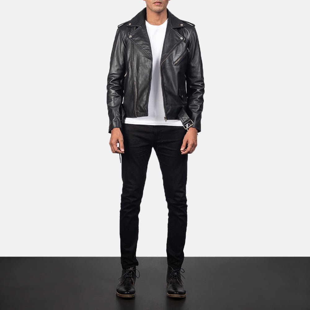 Allaric Alley Black Cowhide Biker Jacket