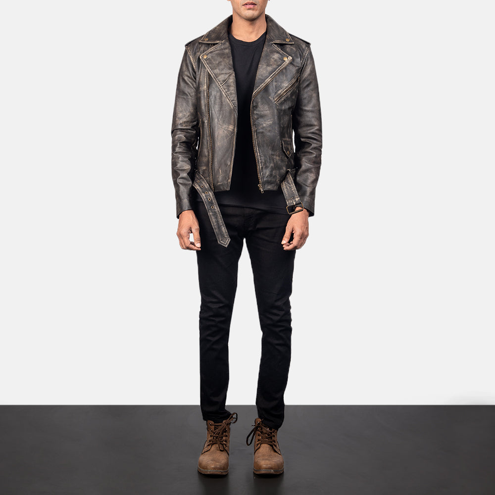 Allaric Alley Distressed Brown Goatskin Biker Jacket