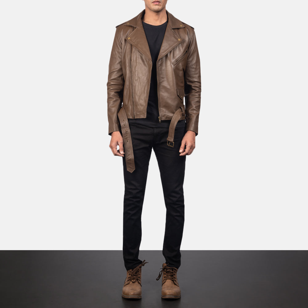 Allaric Alley Mocha Cowhide Biker Jacket