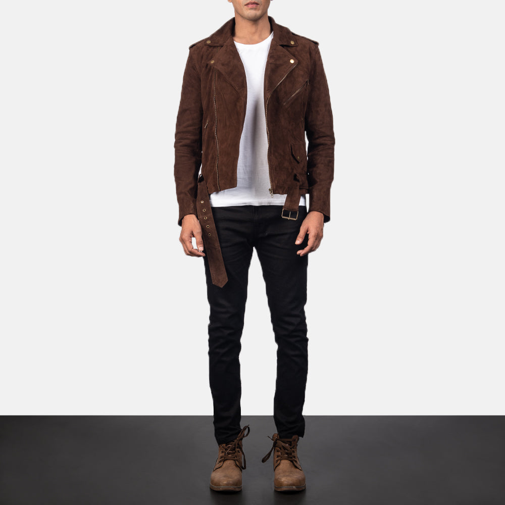 Allaric Alley Mocha Goatskin Suede Biker Jacket