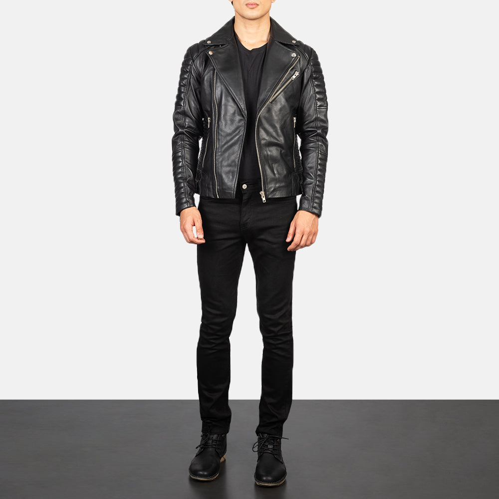 Armand Black Sheepskin Leather Moto Jacket