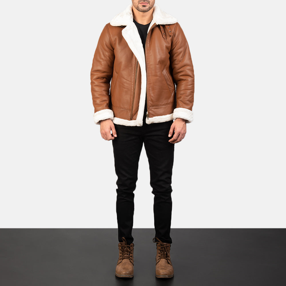 Francis B-3 Rich Brown Leather Bomber Jacket