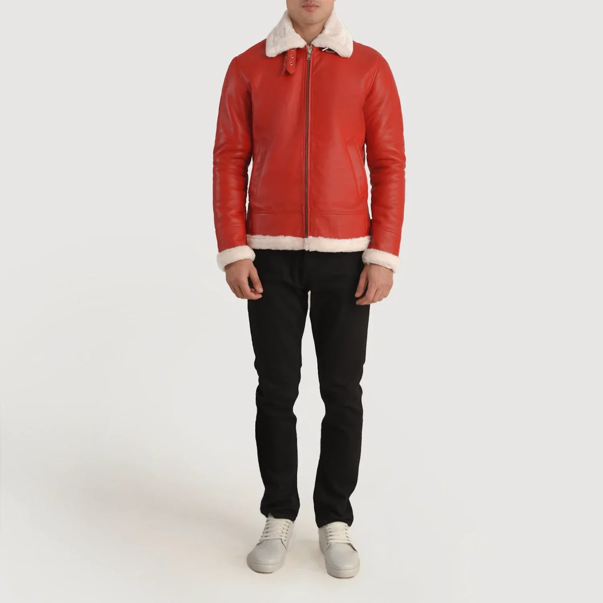 Francis B-3 Red Leather Bomber Jacket