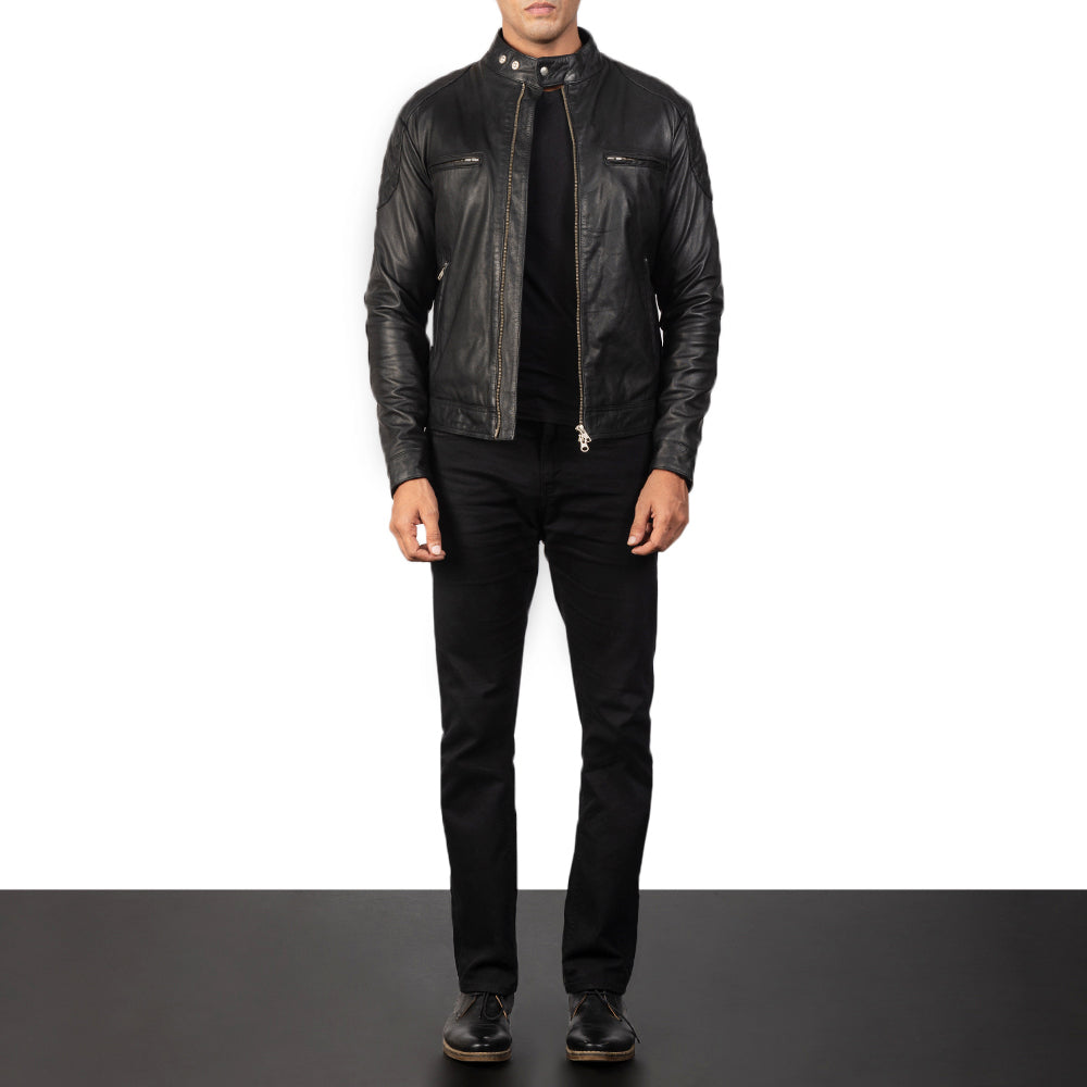 Gatsby Black Goatskin Biker Jacket