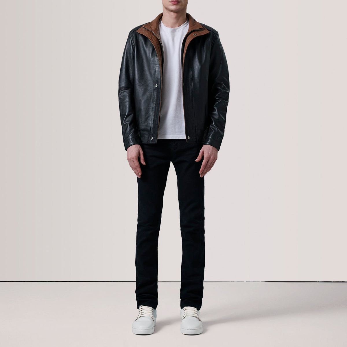 Alfred Black Sheepskin Leather Bomber Jacket