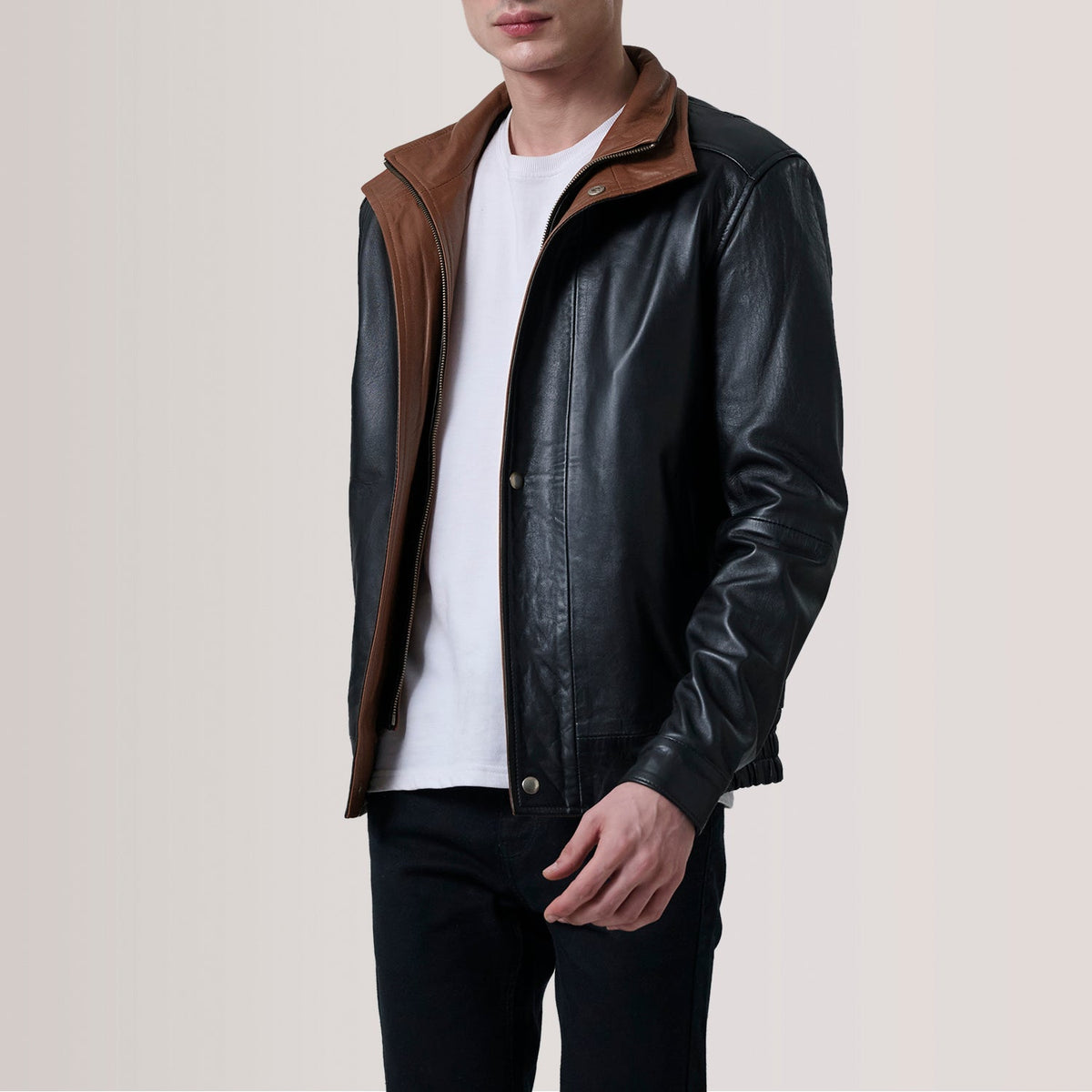 Alfred Black Sheepskin Leather Bomber Jacket
