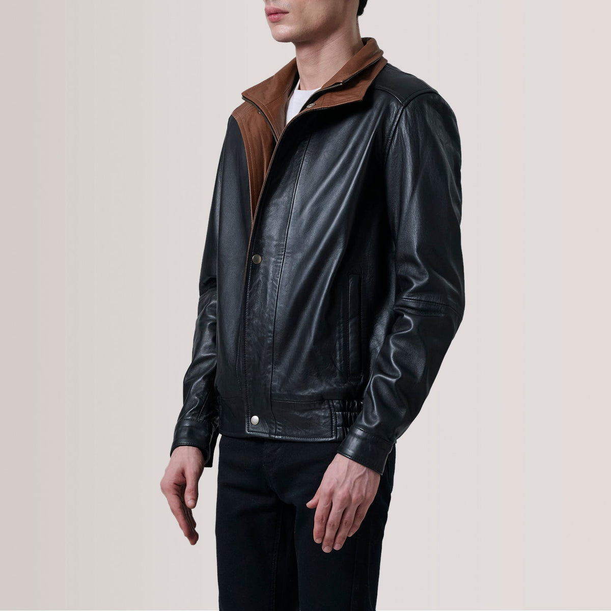 Alfred Black Sheepskin Leather Bomber Jacket