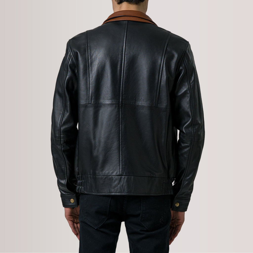 Alfred Black Sheepskin Leather Bomber Jacket