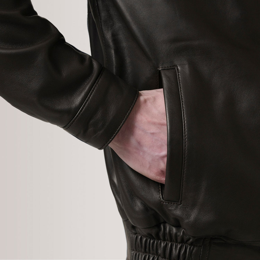 Alfred Brown Sheepskin Leather Bomber Jacket