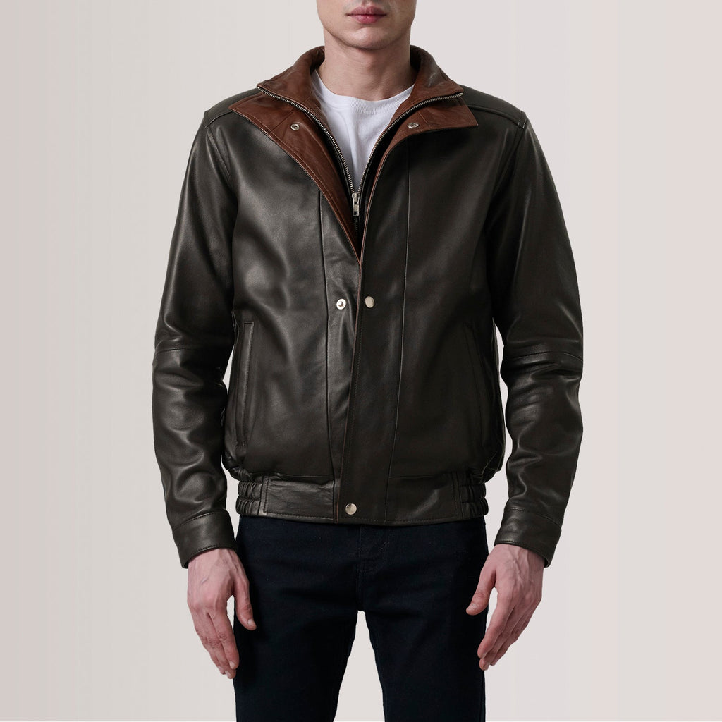 Alfred Brown Sheepskin Leather Bomber Jacket