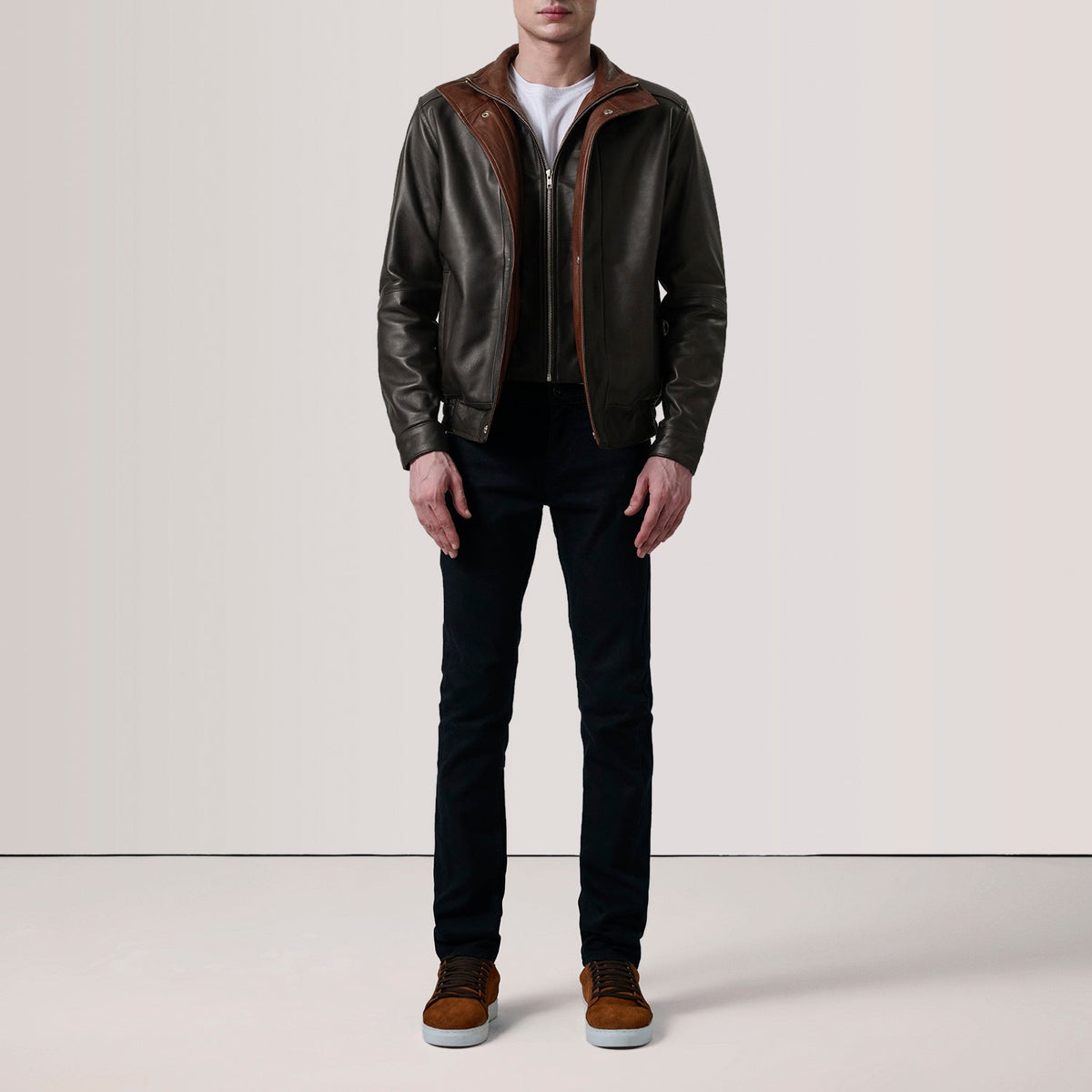 Alfred Brown Sheepskin Leather Bomber Jacket