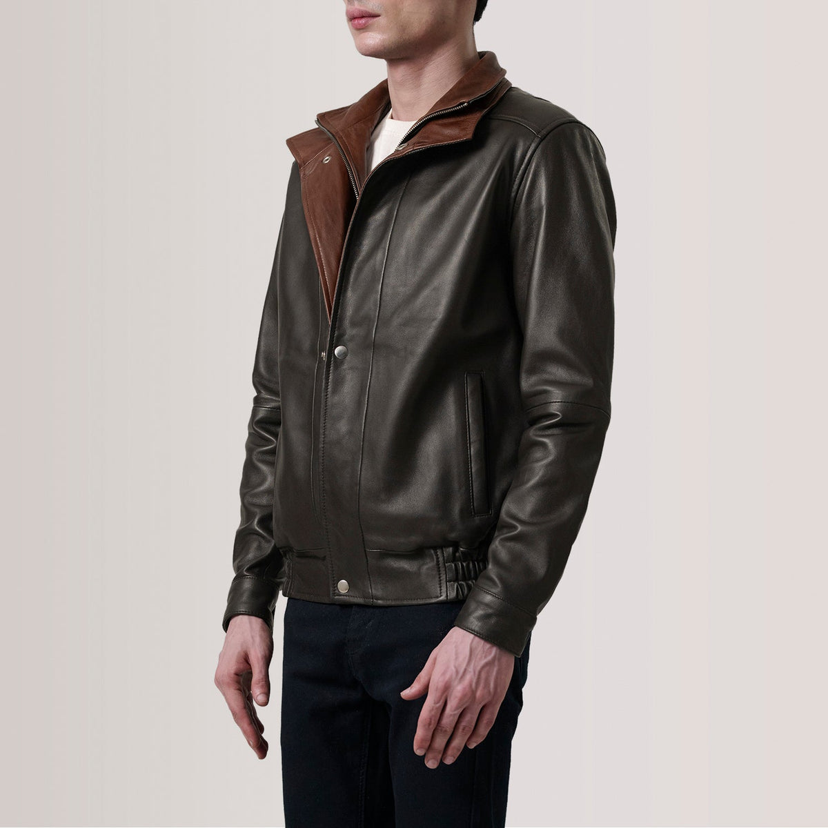 Alfred Brown Sheepskin Leather Bomber Jacket