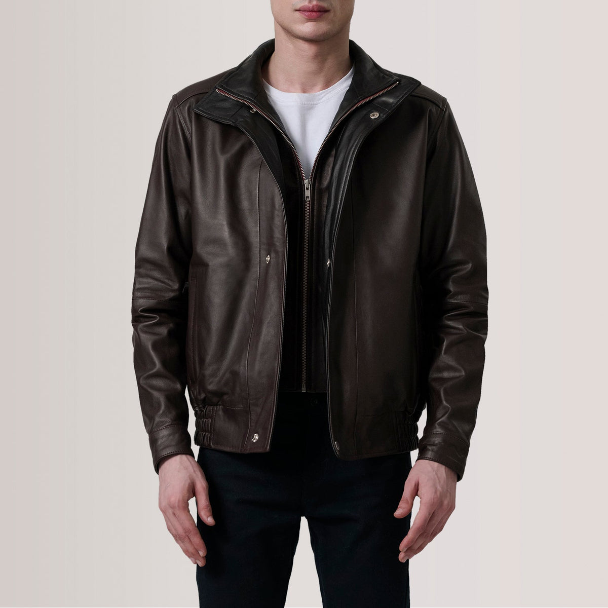Alfred Maroon Sheepskin Leather Bomber Jacket