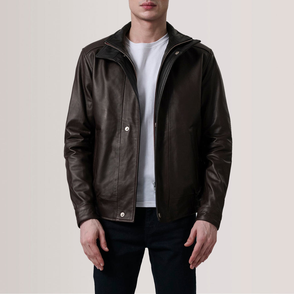 Alfred Maroon Sheepskin Leather Bomber Jacket