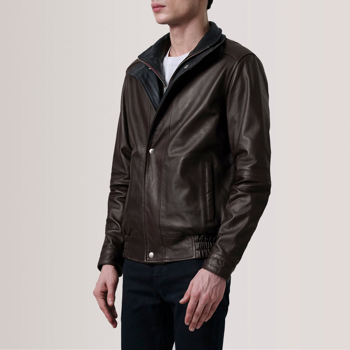 Alfred Maroon Sheepskin Leather Bomber Jacket