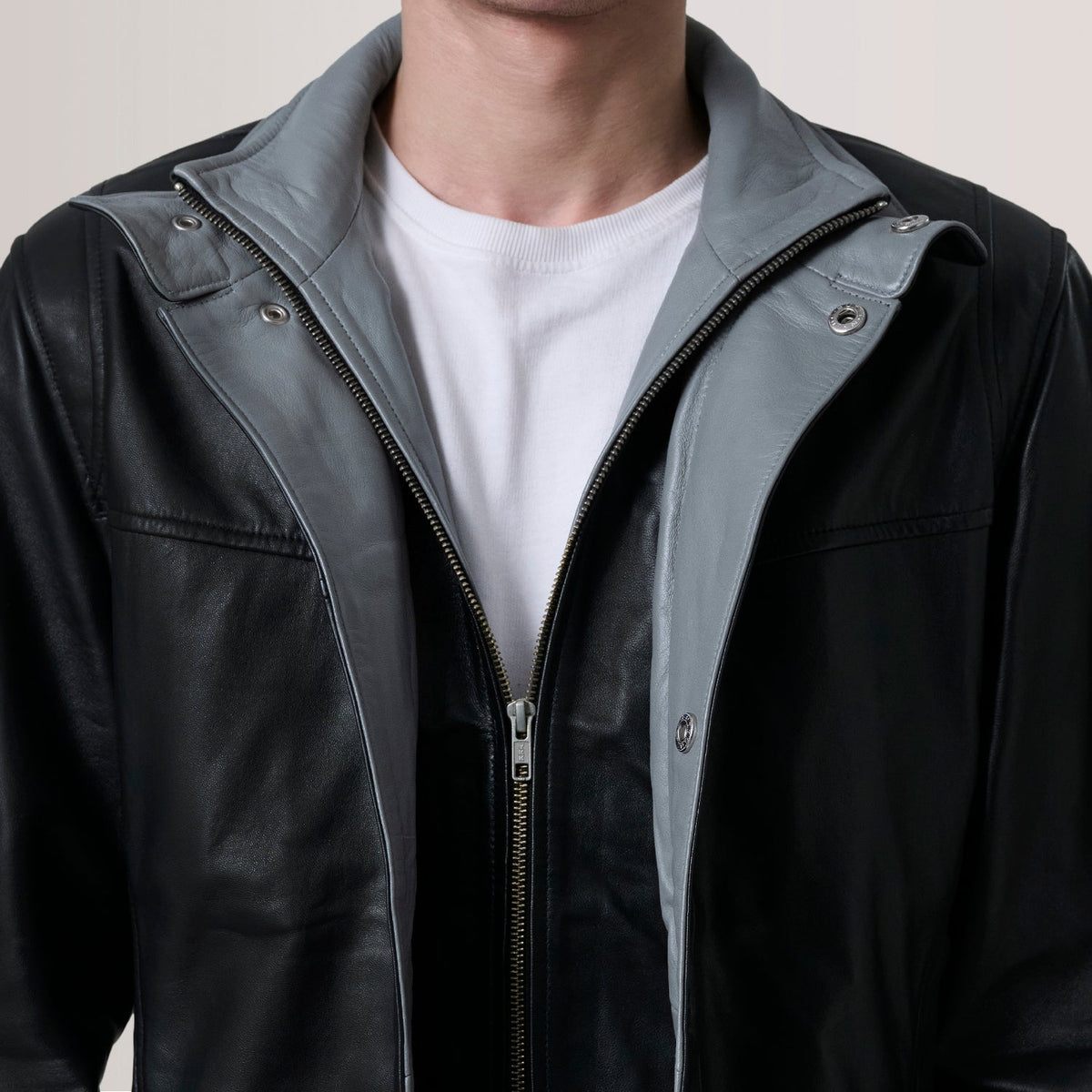 Henrik Black Sheepskin Leather Cafe Racer Jacket