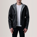 Henrik Black Sheepskin Leather Cafe Racer Jacket