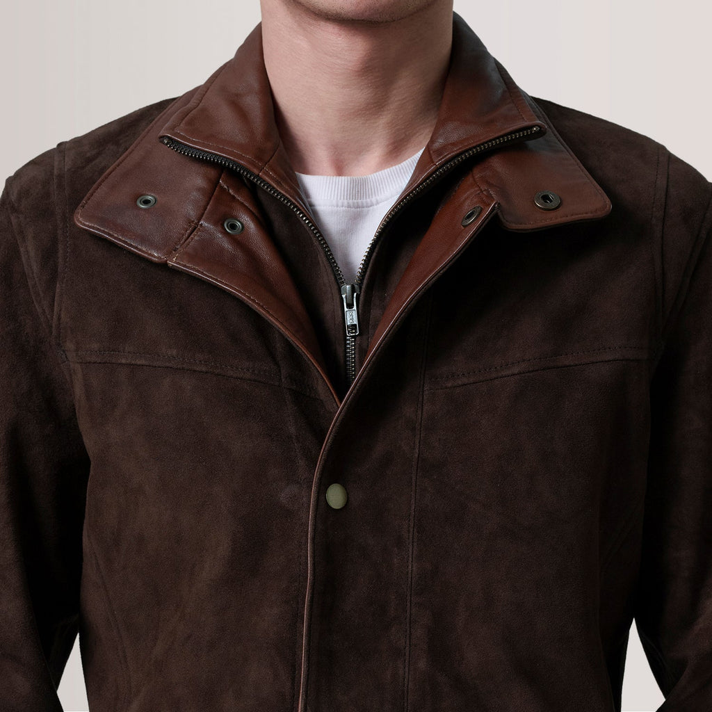 Henrik Brown Suede Goatskin Cafe Racer