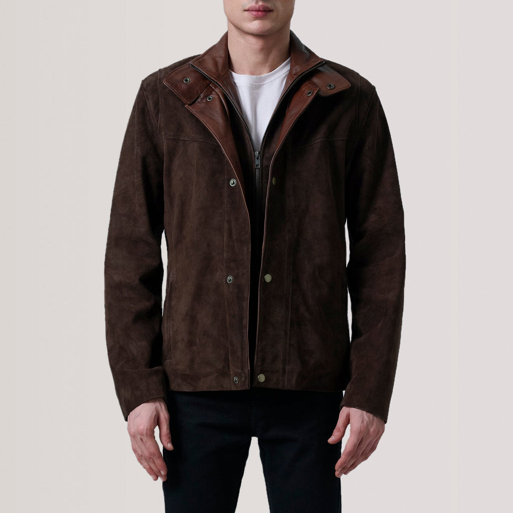 Henrik Brown Suede Goatskin Cafe Racer