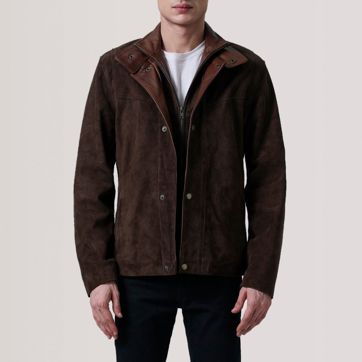 Henrik Brown Suede Goatskin Cafe Racer