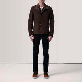 Henrik Brown Suede Goatskin Cafe Racer