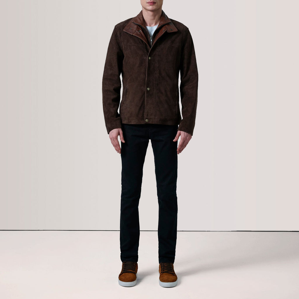 Henrik Brown Suede Goatskin Cafe Racer
