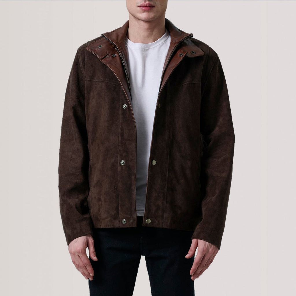 Henrik Brown Suede Goatskin Cafe Racer