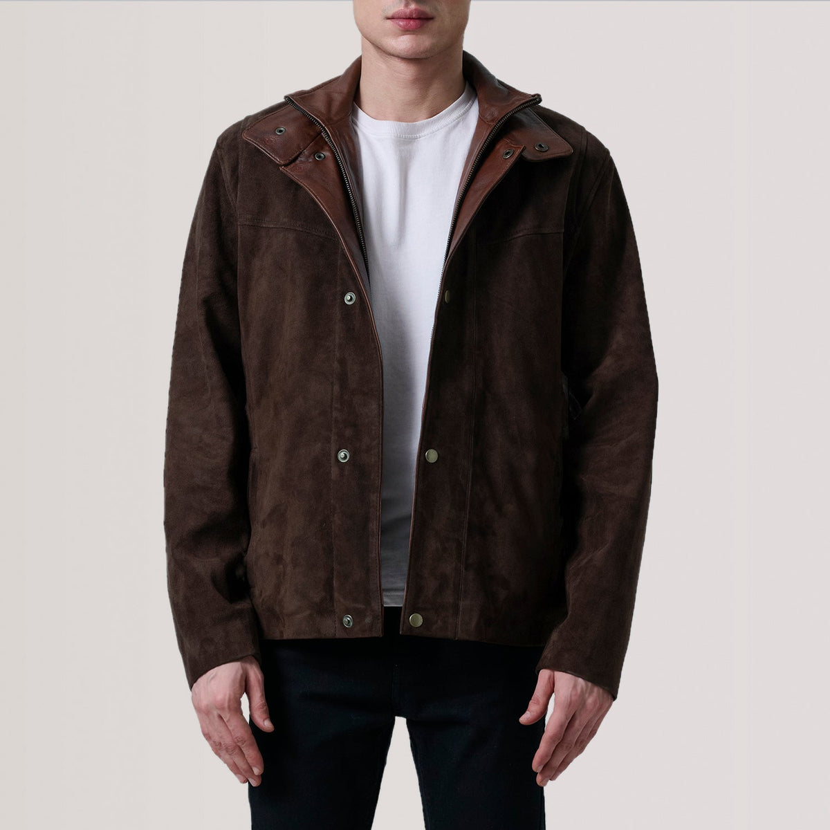 Henrik Brown Suede Goatskin Cafe Racer
