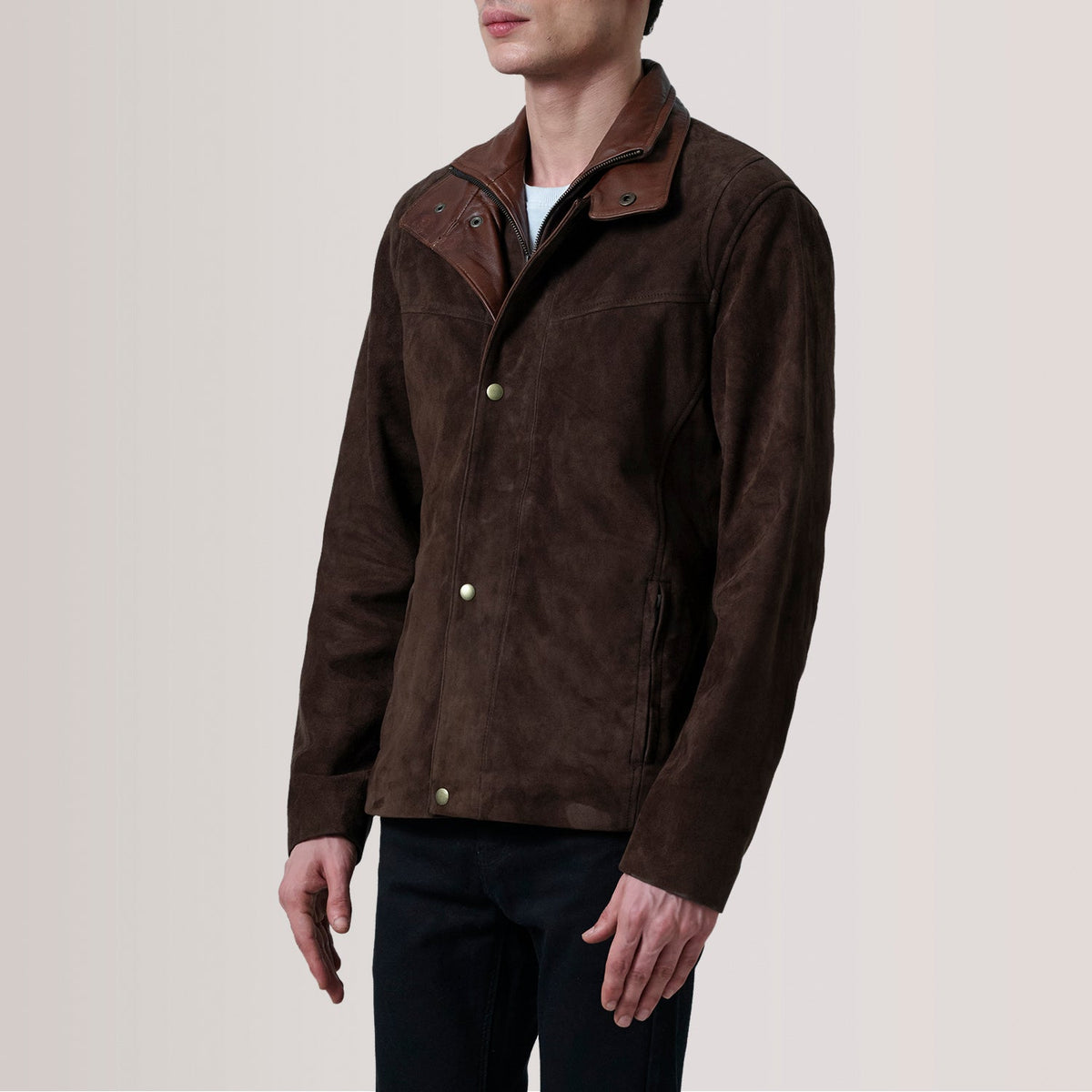 Henrik Brown Suede Goatskin Cafe Racer