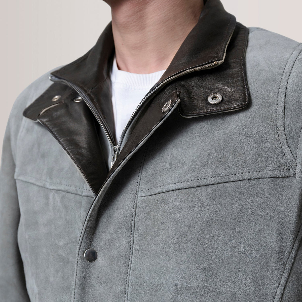 Henrik Grey Suede Goatskin Cafe Racer
