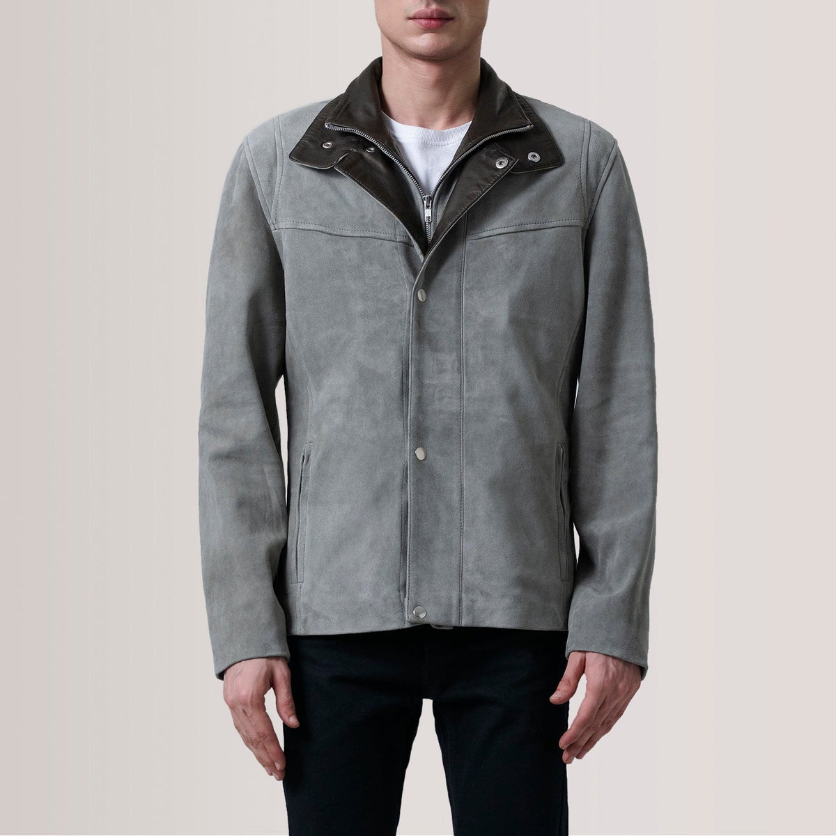 Henrik Grey Suede Goatskin Cafe Racer