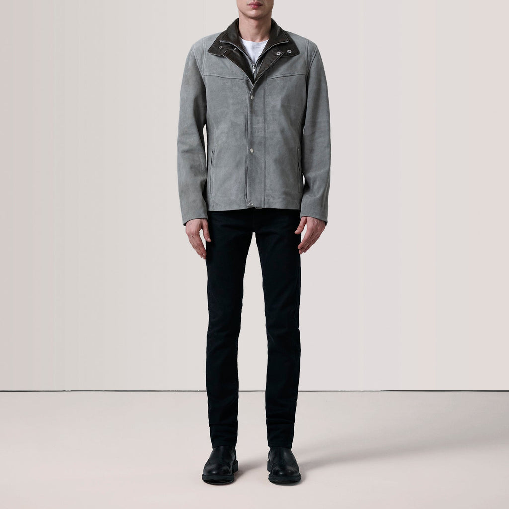 Henrik Grey Suede Goatskin Cafe Racer