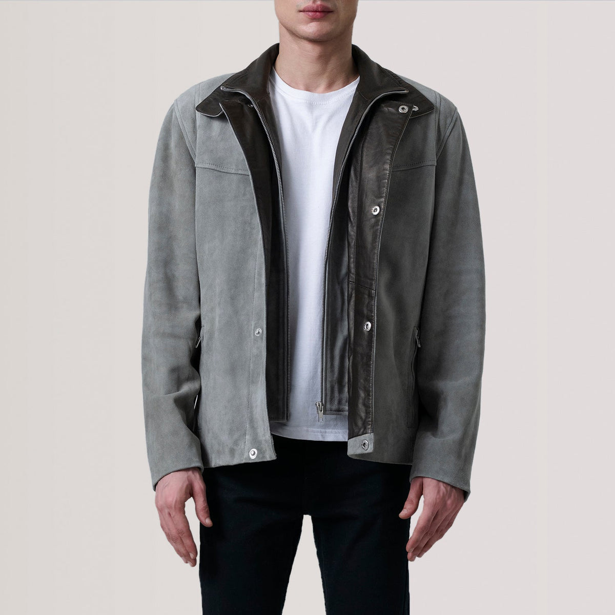 Henrik Grey Suede Goatskin Cafe Racer